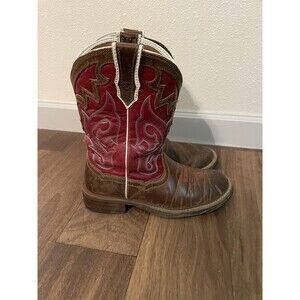 ARIAT WOMENS SQUARE TOE RED BROWN COWGIRL BOOT SIZE 7B
